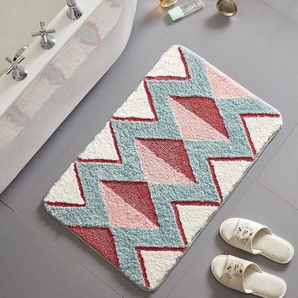 

bathroom mat modern nordic geometric soft carpet absorbent slip-resistant pad kitchen door floor mats artistic room decorating