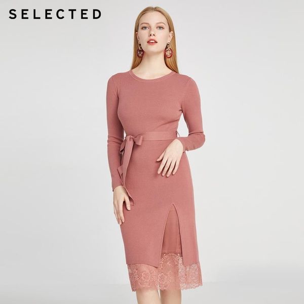 

casual dresses selected women's knit condole belt dress with lace s|420146501, Black;gray