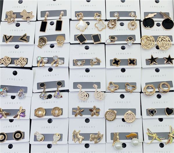 

random mix style 30pairs/lot gold gem fashion earrings wholesale earrings new fashion jewelry quality, Golden;silver