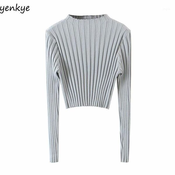 

women's sweaters fall women solid color cropped sweater long sleeve round collar casual pullover autumn, White;black