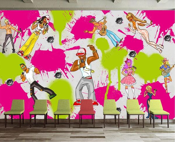 

3d wallpaper custom p mural modern street paint cartoon singer graffiti home decor 3d wall murals wallpaper for living room in rolls