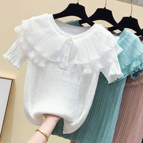 

pullover women sweate summer candy colors knitted korean tshirt woman clothes tee shirt femme camisetas mujer 210604, White;black