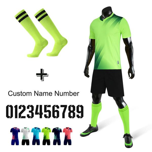 

gym clothing 2021 season men club football jerseys youth athlete team training uniforms shirt suit soccer player socks clothes, White;black