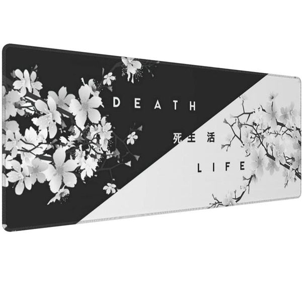 

mouse pads & wrist rests black and white cherry blossom gaming pad,large mat desk pad, stitched edges mousepad, 31.5 x 11.8 inch