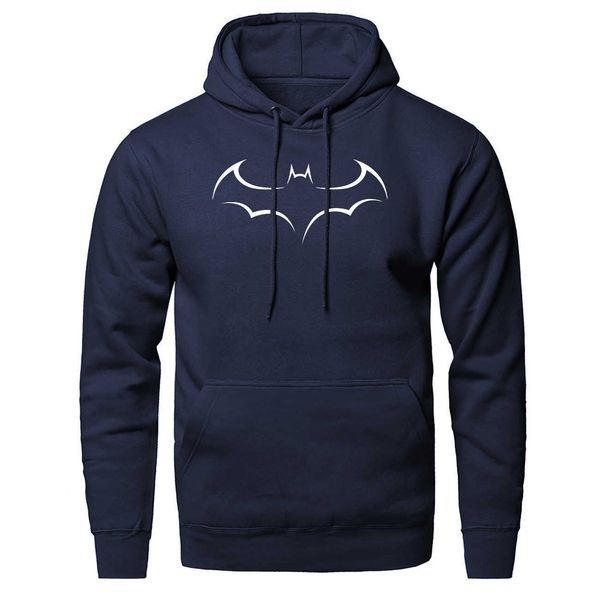

men's hooded sweatshirt, bat print, solid color, thickened polar trendy style, casual wear, spring and autumn 2020, Black