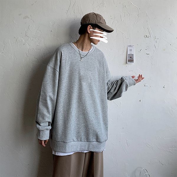 

long-sleeve male 2021 spring and autumn new student around neck shirt young menm-5xl f5e4, White;black