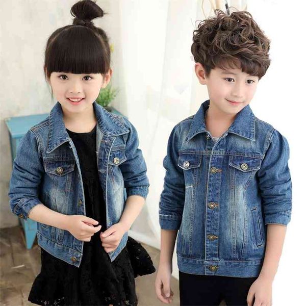 3-14y crianças denim jaquetas casacos para meninas casuais primavera outono meninos roupas crianças jaqueta jaqueta bebê cor sólida cor cowbow outerwear 210622