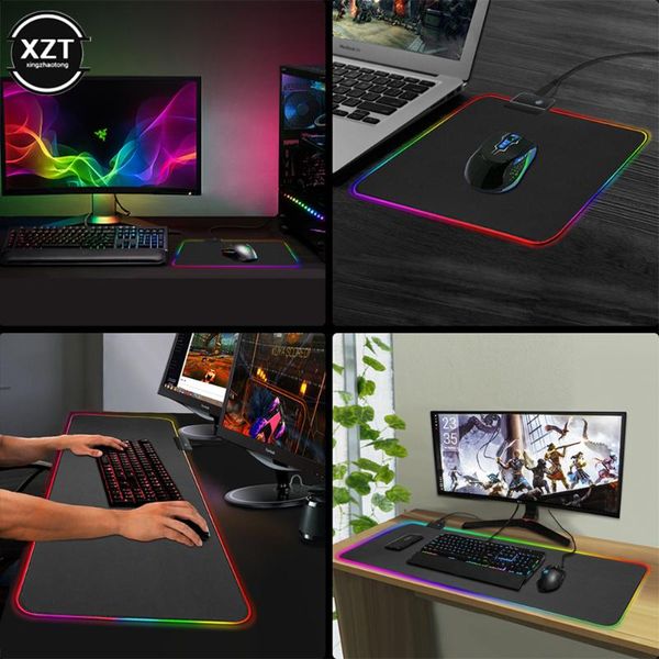 

mouse pads & wrist rests rgb luminous gaming pad colorful oversized glowing usb led extended illuminated keyboard non-slip blanket large mat