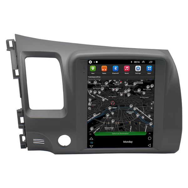 

9.7 inch car dvd cd player tesla style android touch vertical screen for honda civic with bluetooth wifi gps support steer wheel control
