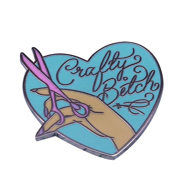 

pins, brooches cartoons scissor love heart feminist brooch pins enamel metal badges lapel pin jackets fashion jewelry accessories, Gray