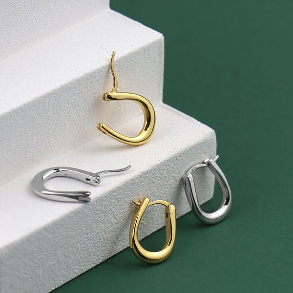 

hoop & huggie wtltc simple metal u shaped earrings for women statement minimalist small hoops retro geometric charms, Golden;silver