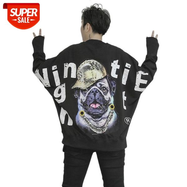 

new darkly stylish back printed men's loose sweatshirts hip hop autumn male youth punk pullover batwing sleeve sportswear #4x6m, Black