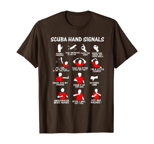 

funny scuba hand signals - diver hand sign t-shirt, White;black