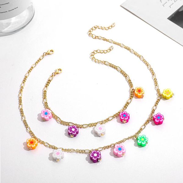 

pendant necklaces boho ethnic flower shape polymer clay necklace personality punk metal pendants fashion women jewelry accessories, Silver