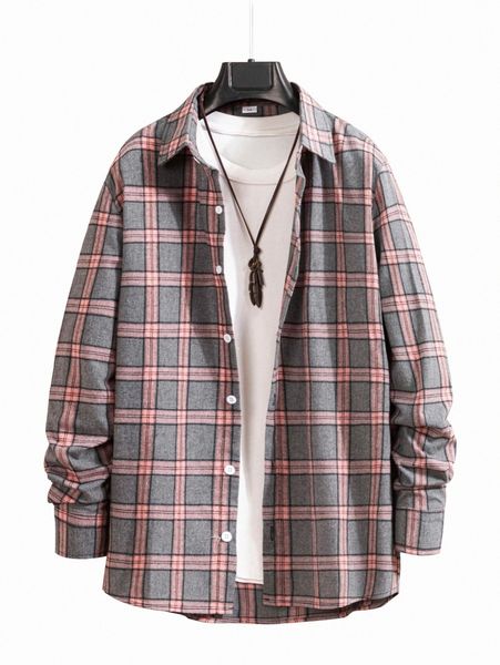 

romwe guys plaid button front shirt without pullover u4ii#, White;black