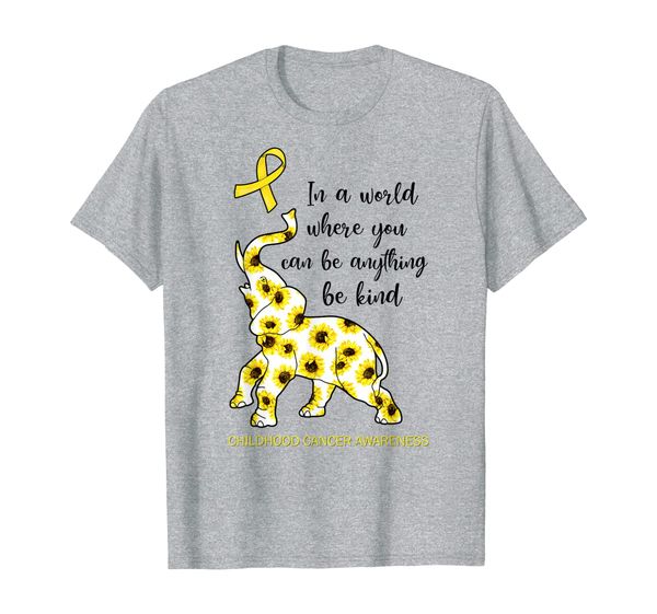 

in world where you can be anything be kind childhood cancer t-shirt, White;black