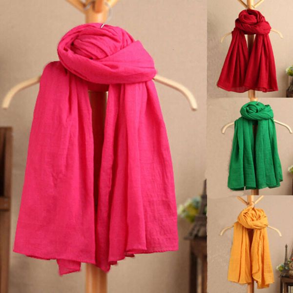 

autumn and winter new literature model monochrome silk cotton hemp large air conditioning shawl plain women's solid color scarf, Blue;black