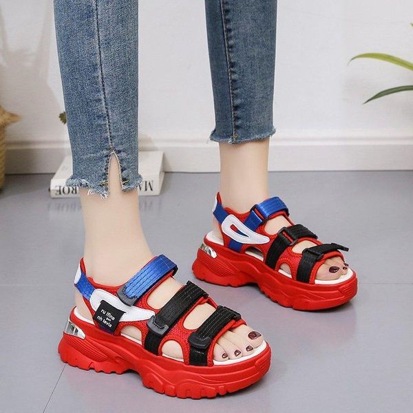 

sandals platform women candy colors thick sole open toe summer casual beach shoes sandalias mujer, Black