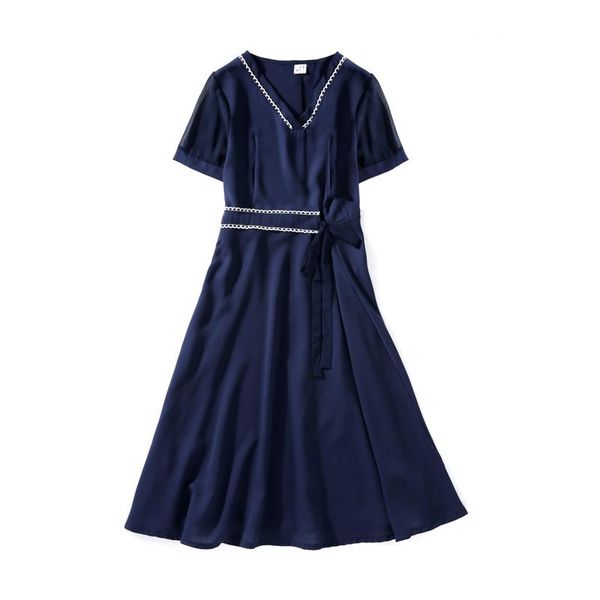 

office black dress elegant ukraine transparent plus size dress v-neck chiffon summer women splicing vestidos, Black;gray