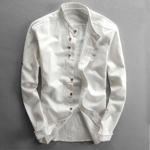 

men's casual shirts street shirt fashion linen cotton button long sleeve slim fitness fit male pure color, White;black