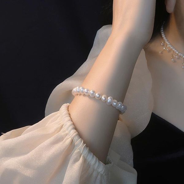 

bangle v-537 european and american style geometric irregular pearl bracelet exaggerated fashion ins, Black
