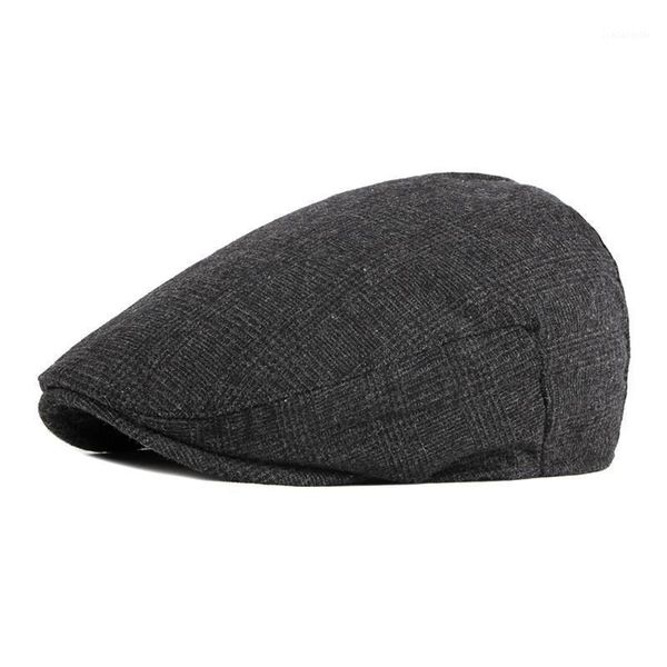 

berets ldslyjr 2021 cotton solid plaid sboy caps flat peaked cap men and women painter beret hats 68, Blue;gray