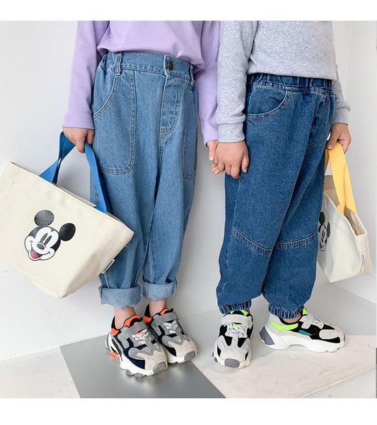

children's denim pant baby girl jeans 2021 spring autumn new toddler girl loose casual cowboy pants toddler trousers jeans 2-8y, Blue