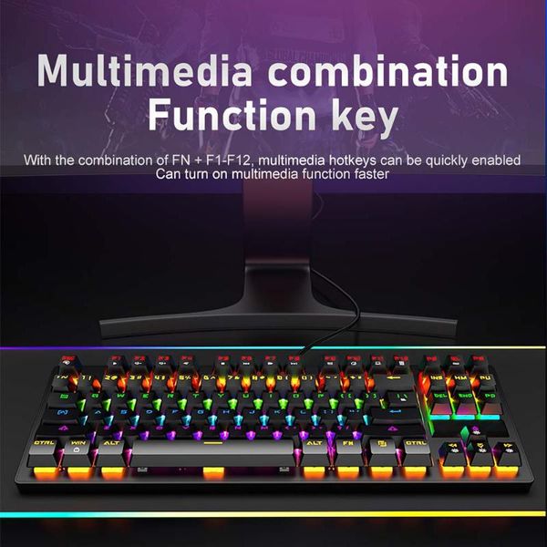 

keyboards punk mechanical keyboard 87-key green axis gaming competitive office notebook professional accessories