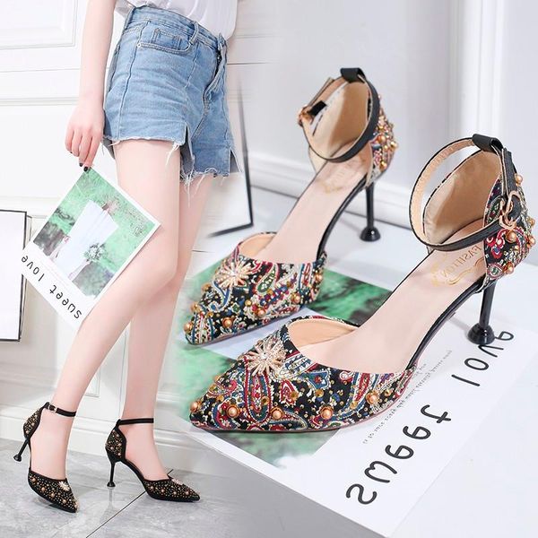 

dress shoes all-match spring stiletto heels, Black