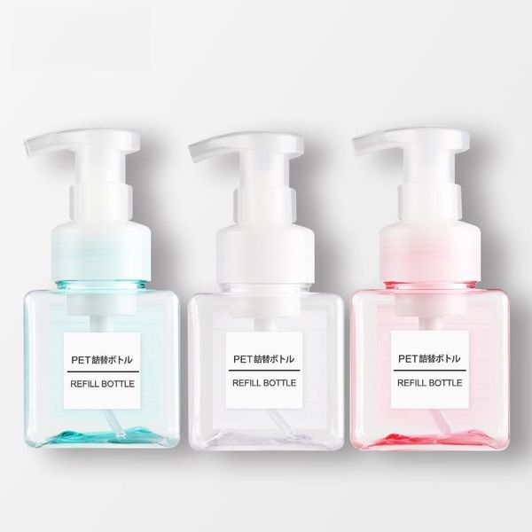 

4pcs pet foaming bottle 250ml cosmetic sub-bottle facial cleanser shampoo foaming dispenser lotion liquid square bottle 4 colors