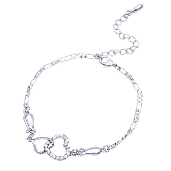 

link, chain sangdo women rhinestone simple hollow heart-shaped bracelet elegant all-match silver gold color hand, Black