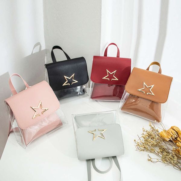 

2021 new fashion transparent twin versatile backpack single shoulder messenger handbag mini women's bag