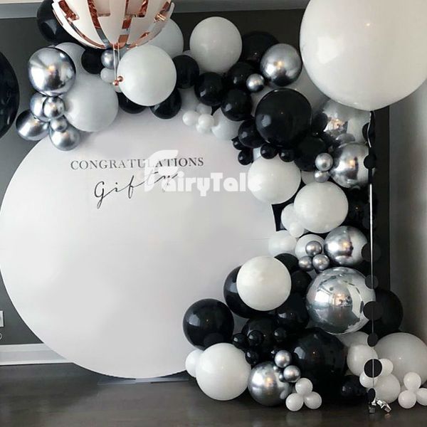 

123pcs chrome silver balloons garland arch kit black white ballon 4d globos baby shower birthday wedding anniversary party decor