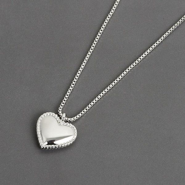 

pendant necklaces dating color love heart necklace for women sweater choker chain bijoux femme colar feminino m4, Silver