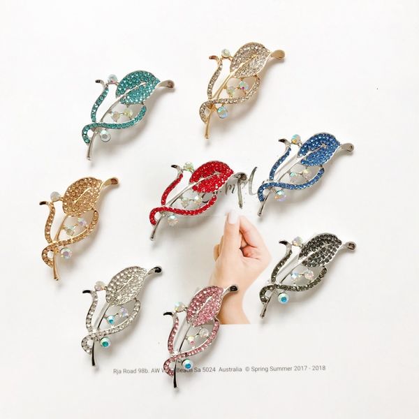 

brooch diamond leaf high grade big pin female coat accessories neckpin, Gray