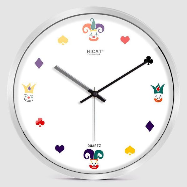 

wall clocks creative poker love bedroom decoration mute quartz clock teacher building
