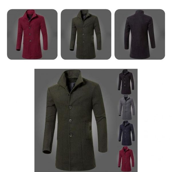 Designer Herren Schwarzer Trenchcoat Herren Trenchcoats Stilvoller Mantel Einreiher Männlich Reine Farbe Warme Windjacke Verkauf Männliche Mode