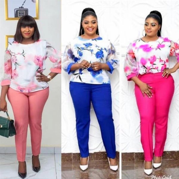 

2 piece defines clohtes for the women 2021 new arrival african spring print two pieces define upper pants africa clothes wdif, Red