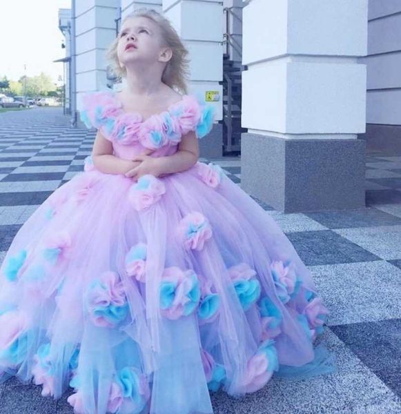 

girl's dresses 2022 3d flower girls dress baby toldders communion ball gowns off shoulder birthday pageant party princess, Red;yellow