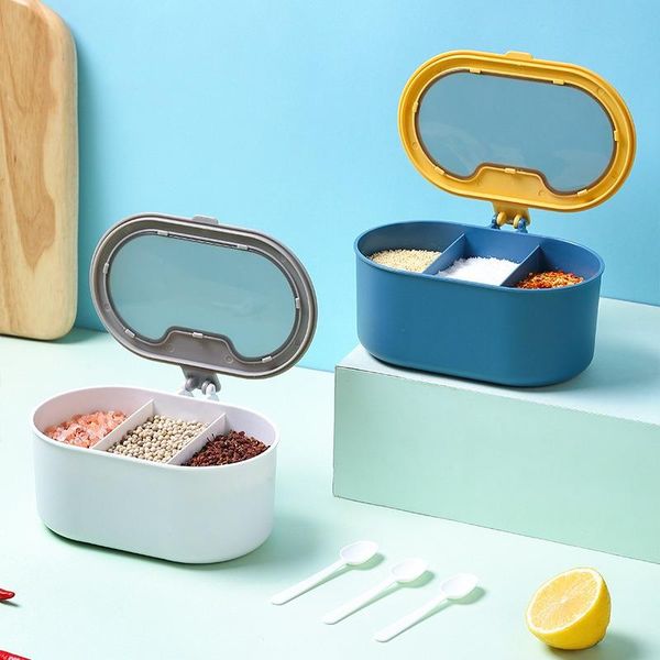 

storage bottles & jars three grid seasoning box salt jar kitchen organizer solid containers supplies household items