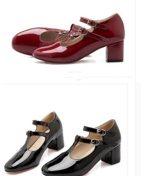 

women's shoes in spring high coarse heel round head#236, Black