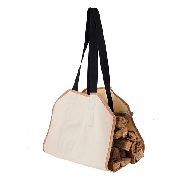 

storage bags canvas firewood carrier log carrying bag wood for fireplace 16oz waxed tote shopping pouch home tool