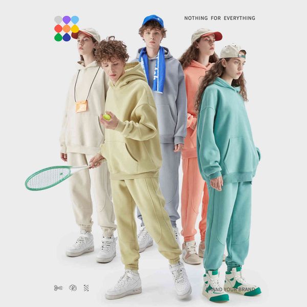 

inf wear | small, medium and large 325g weight plus veet brand loose candy men's solid color hooded sweater men, Black