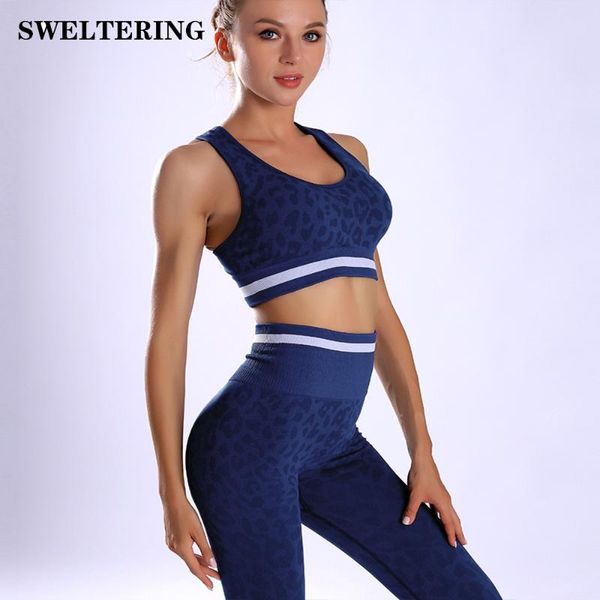 

2021 leopard seamless fitness workout set sport leggings bra yoga outfits for women sportswear athletic clothes gym suit 2 piece, White;red