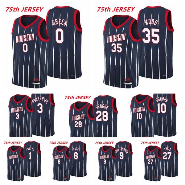 

houstonrocketsmen jalen green christian wood john wall alperen sengun kevin porter jr. theis tate gordon 2021/22 75th anniversar, Black;red