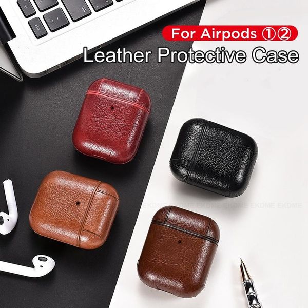 Saco protetor de couro capa capa Capas De Armazenamento Fone de Armazenamento Portátil para Apple Airpods Pro Caixa de Carregamento Anti-Perdido Designer Bolsas Caso com gancho