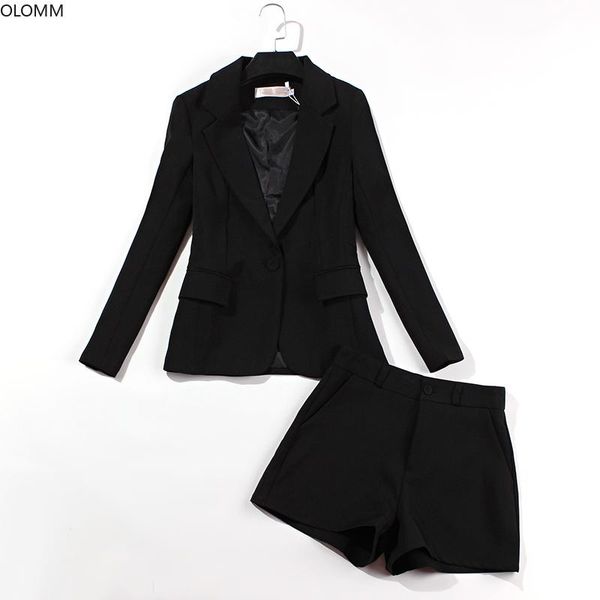 

women's suits & blazers women office sets korean casual long-sleeved black blazer female fashion shorts suit 2021 two-piece, White;black