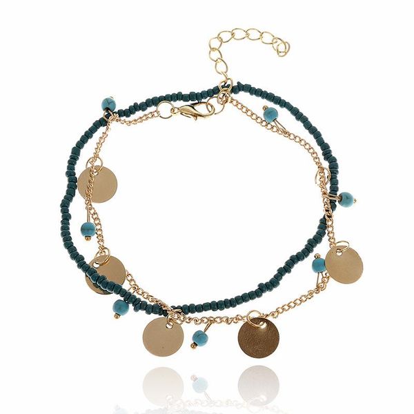 

2019 women bohemian beads ankle bracelet for women leg chain round tassel anklet vintage foot jewelry accessories holiday, Red;blue