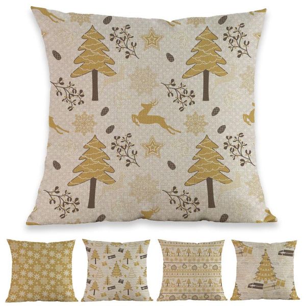 

cushion/decorative pillow creative geometry yellow deer snowflake christmas tree pattern cushion cover home sofa chair festival decoration c