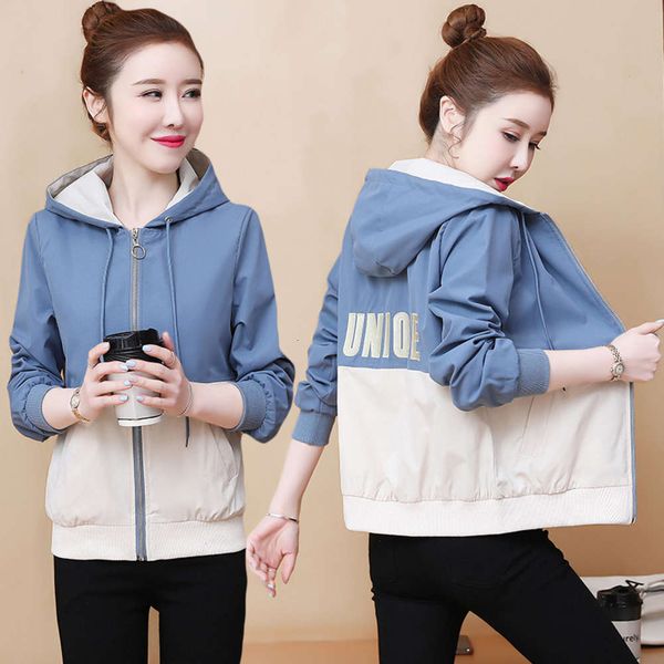 

coat female autumn versatile spring loose hooded cardigan sweater fashion, Black;brown
